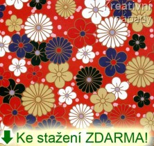 Papír na origami - japonský motiv, květy velké IV. - KE STAŽENÍ ZDARMA!