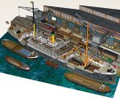 Papírový model / vystřihovánka - Diorama hamburského přístavu I. (3476)