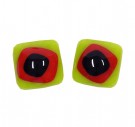 Mozaika oči, červené na zeleném podkladu