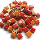  - Mozaika čtverec 12x12x8mm, mix oranžovo-červených odstínů