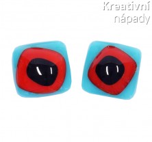 Mozaika oči, červené na modrém podkladu