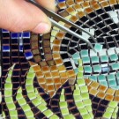 Mozaika 3x3x3mm metalická měděná 130422